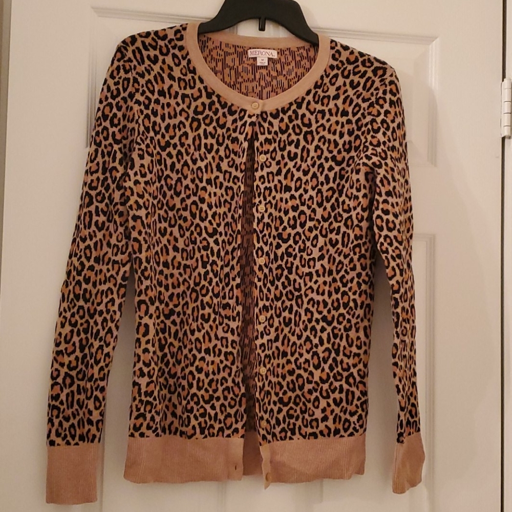 Cheeta print button down sweater